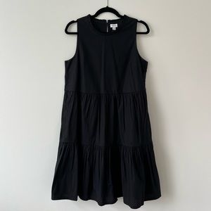 J. Crew Factory Black Sleeveless Tiered Poplin Mini Dress